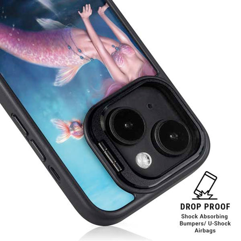 Aurelia Mermaid with Fish by Rachel Anderson iPhone 15 Plus Kickstand Case