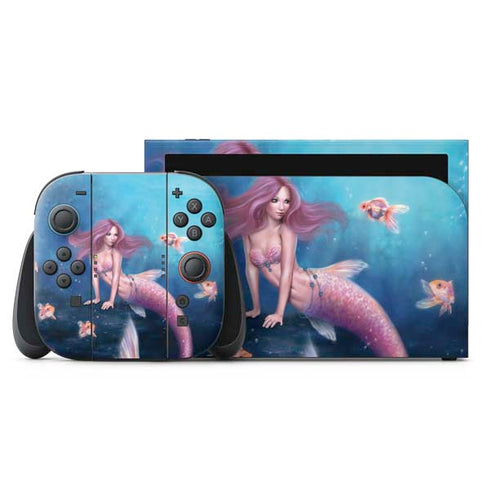 Aurelia Mermaid with Fish by Rachel Anderson Nintendo Switch 2 (2025) with Joy-Con Skin