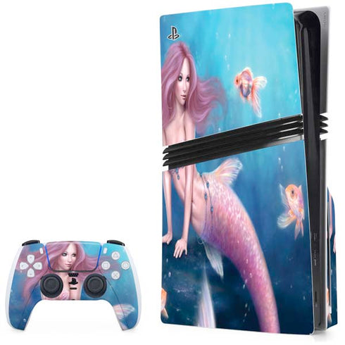 Aurelia Mermaid with Fish by Rachel Anderson PS5 Pro Disk Bundle Skin