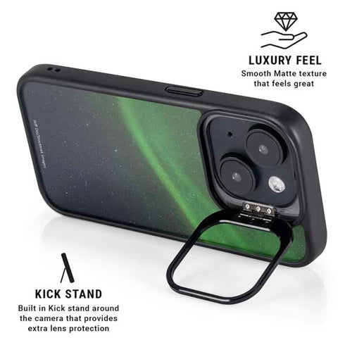 StockTrek Aurora Borealis Dances Above the Arctic Ocean iPhone 15 Plus Kickstand Case