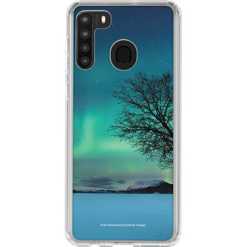 StockTrek Aurora Borealis over a lake in Norway Galaxy A21 Clear Case