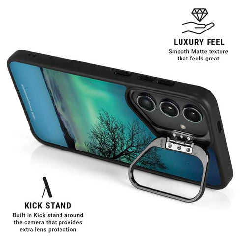 StockTrek Aurora Borealis over a lake in Norway Galaxy S25 Kickstand Case