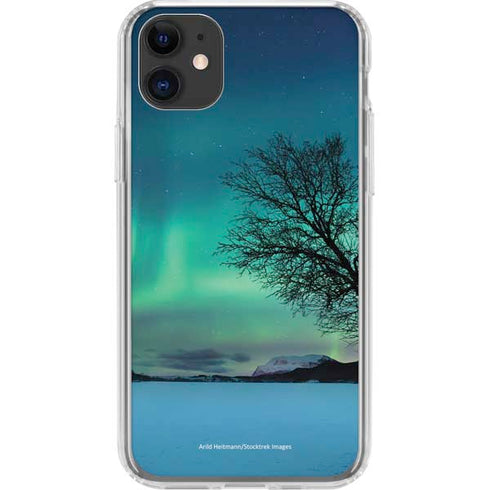 StockTrek Aurora Borealis over a lake in Norway iPhone 11 Clear Case