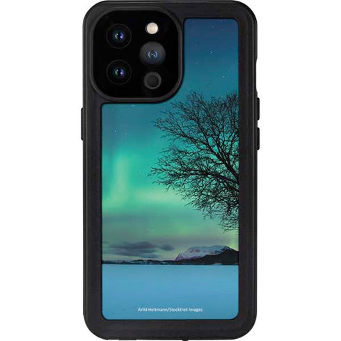 StockTrek Aurora Borealis over a lake in Norway iPhone 14 Pro Max Waterproof Case