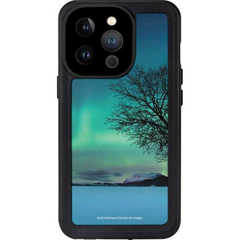 StockTrek Aurora Borealis over a lake in Norway iPhone 14 Pro Waterproof Case