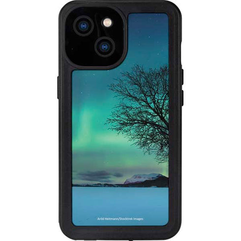 StockTrek Aurora Borealis over a lake in Norway iPhone 15 Waterproof Case