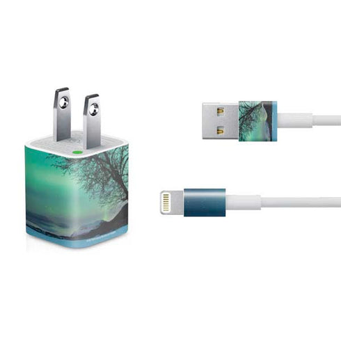 StockTrek Aurora Borealis over a lake in Norway iPhone Charger (5W USB) Skin