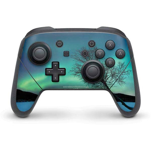 StockTrek Aurora Borealis over a lake in Norway Nintendo Switch Pro Controller Skin