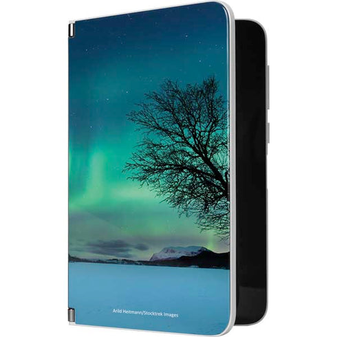 StockTrek Aurora Borealis over a lake in Norway Surface Duo Skin