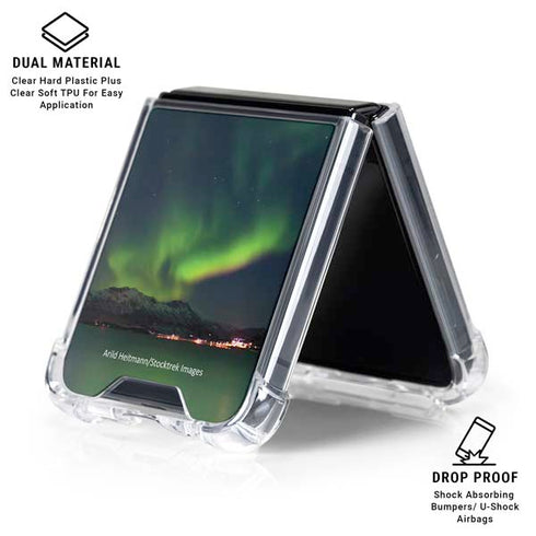 StockTrek Aurora Borealis Over Tjeldsundet in Norway Galaxy Z Flip6 Clear Case
