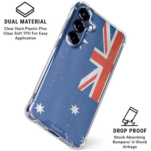 Australia Flag Distressed Galaxy S25 FE Clear Case