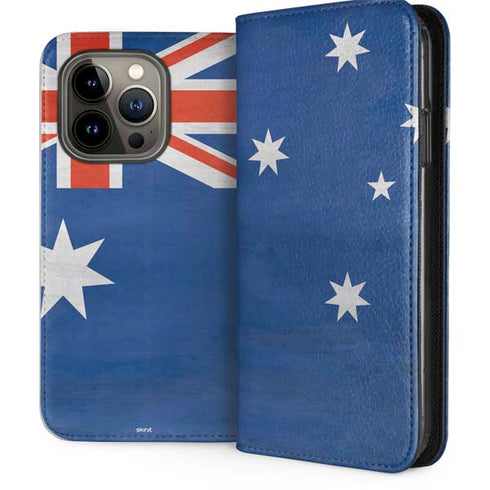 Australia Flag Distressed iPhone 14 Pro Folio Case