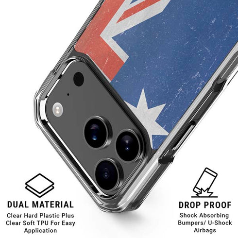 Australia Flag Distressed iPhone 17 Pro Max Clear Case