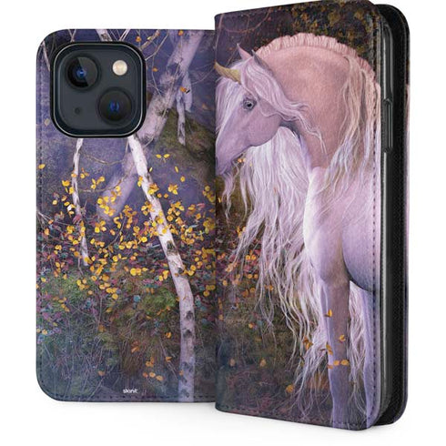 Autumn Glow Unicorn by Laurie Prindle iPhone 15 Folio Case