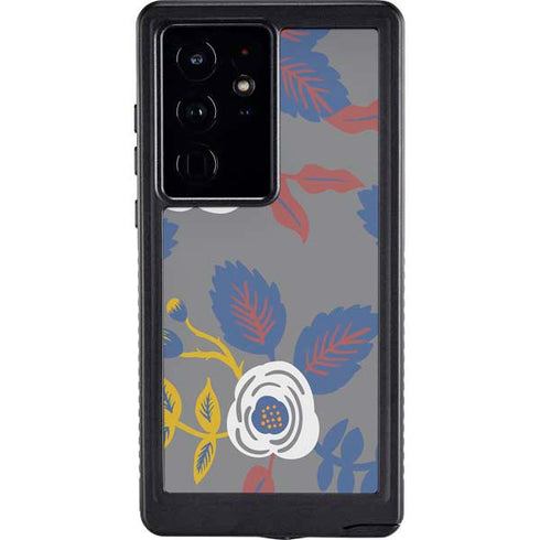 Autumn Grey Floral Galaxy S24 Ultra Waterproof Case