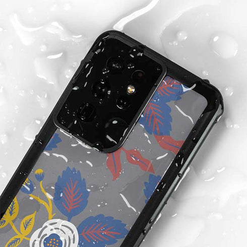 Autumn Grey Floral Galaxy S24 Ultra Waterproof Case