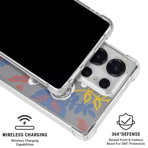 Autumn Grey Floral Galaxy S25 Ultra Clear Case