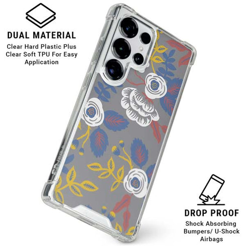 Autumn Grey Floral Galaxy S25 Ultra Clear Case