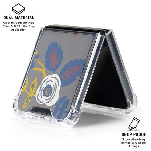 Autumn Grey Floral Galaxy Z Flip6 Clear Case
