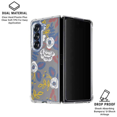 Autumn Grey Floral Galaxy Z Fold6 Clear Case