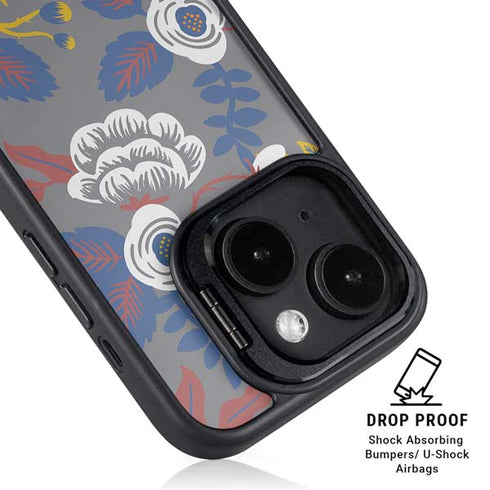 Autumn Grey Floral iPhone 15 Kickstand Case