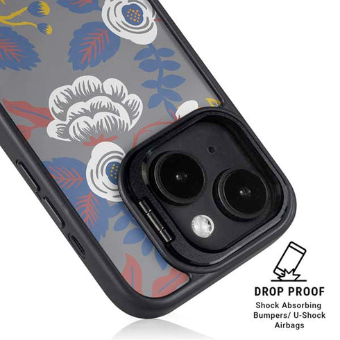Autumn Grey Floral iPhone 15 Plus Kickstand Case