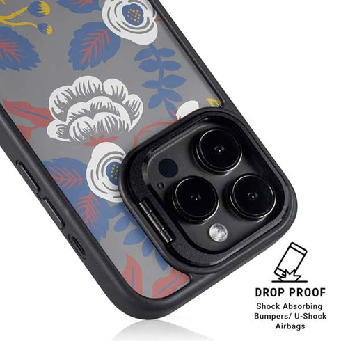 Autumn Grey Floral iPhone 15 Pro Kickstand Case