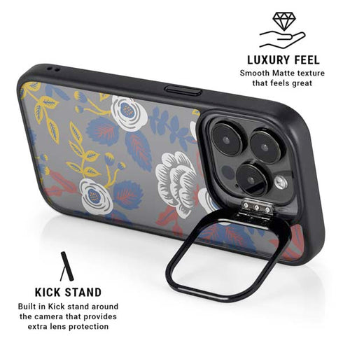 Autumn Grey Floral iPhone 15 Pro Max Kickstand Case