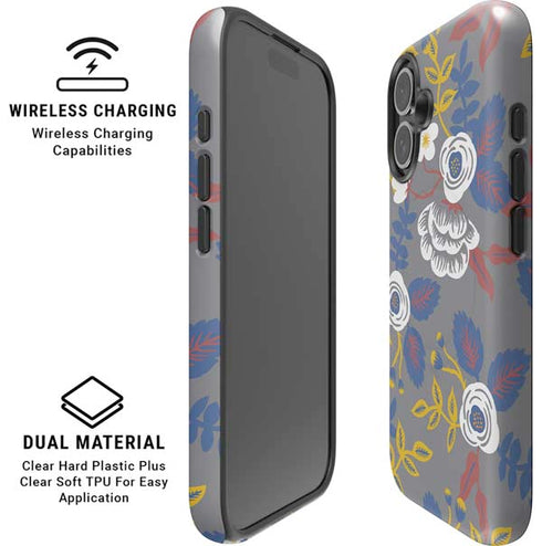 Autumn Grey Floral iPhone 16 Magsafe Impact Case