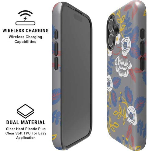 Autumn Grey Floral iPhone 16 Plus Magsafe Impact Case