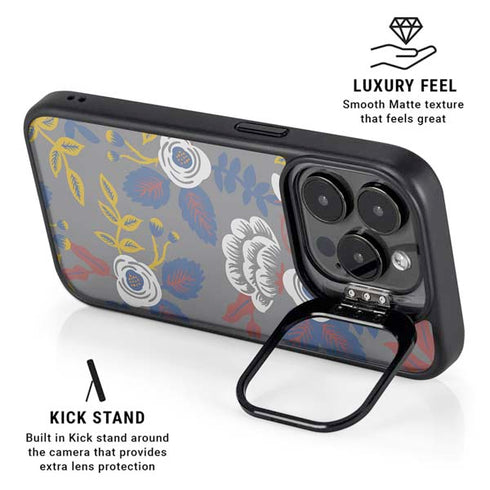 Autumn Grey Floral iPhone 16 Pro Max Kickstand Case