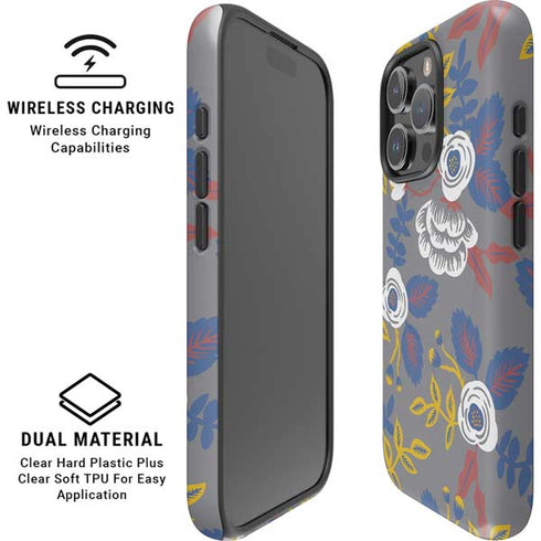 Autumn Grey Floral iPhone 16 Pro Max Magsafe Impact Case
