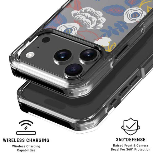 Autumn Grey Floral iPhone 18 Pro Clear Case