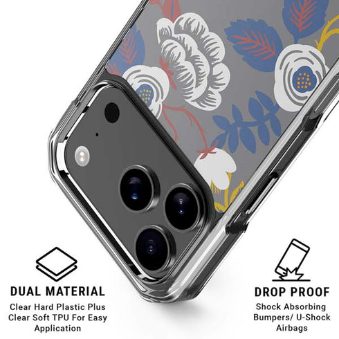 Autumn Grey Floral iPhone 18 Pro Clear Case