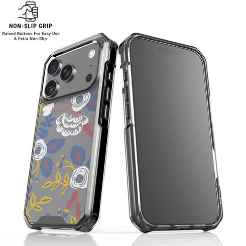 Autumn Grey Floral iPhone 18 Pro Clear Case