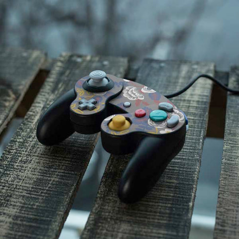 Autumn Grey Floral Nintendo GameCube Controller Skin