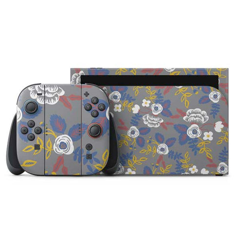 Autumn Grey Floral Nintendo Switch 2 (2025) with Joy-Con Skin