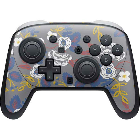 Autumn Grey Floral Nintendo Skins