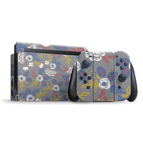Autumn Grey Floral Nintendo Skins