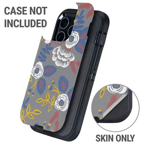 Autumn Grey Floral Otterbox Defender iPhone Skin