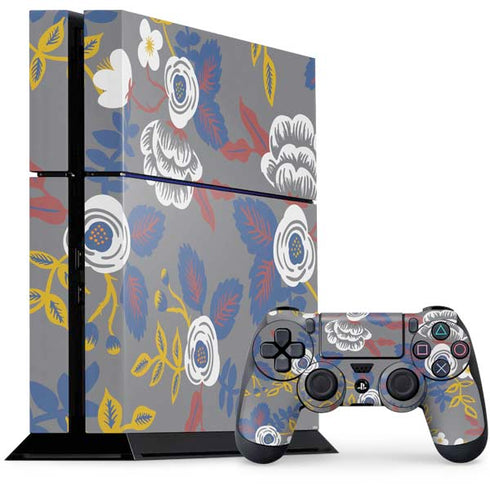 Autumn Grey Floral PS4 Console and Controller Bundle Skin