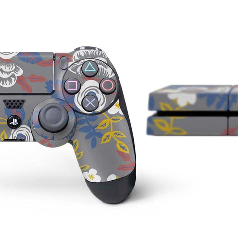 Autumn Grey Floral PS4 Console and Controller Bundle Skin