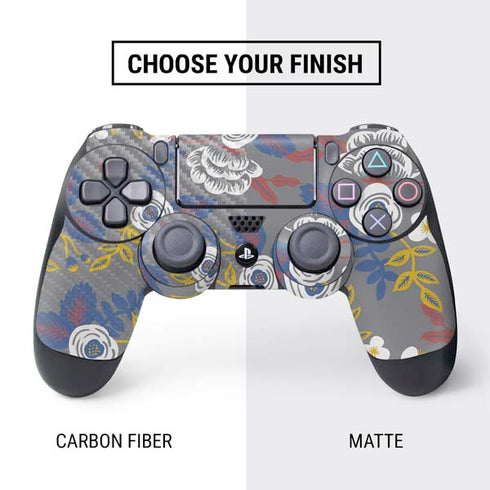 Autumn Grey Floral PS4 Controller Skin