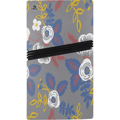 Autumn Grey Floral PS5 Pro Disk Console Skin