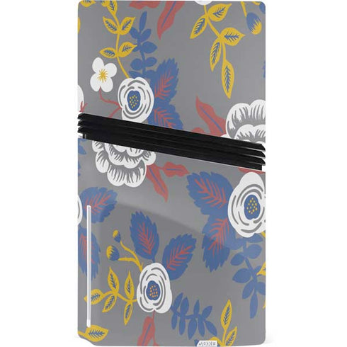 Autumn Grey Floral PS5 Pro Disk Console Skin