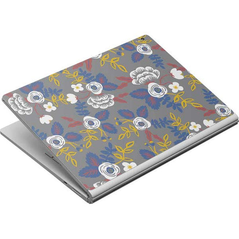 Autumn Grey Floral Surface Book Skin
