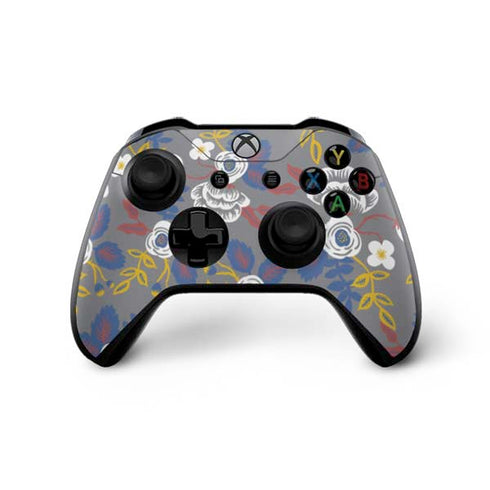 Autumn Grey Floral Xbox One X Controller Skin