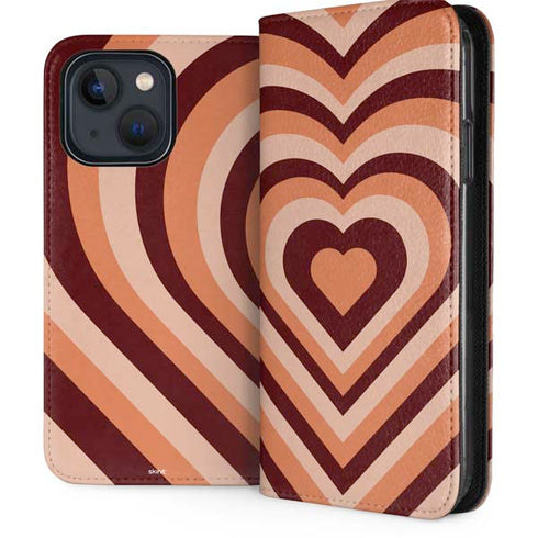 Autumn Heart Pattern iPhone 15 Plus Folio Case