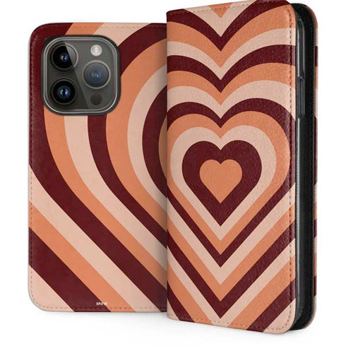 Autumn Heart Pattern iPhone 15 Pro Folio Case