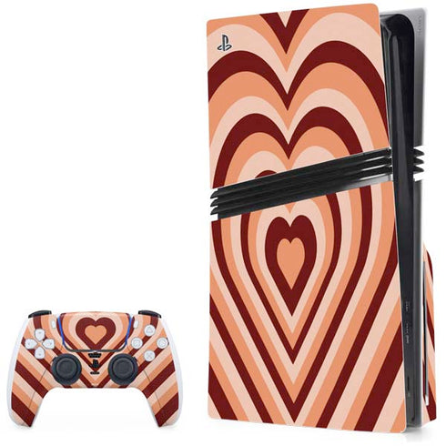 Autumn Heart Pattern PS5 Pro Disk Bundle Skin